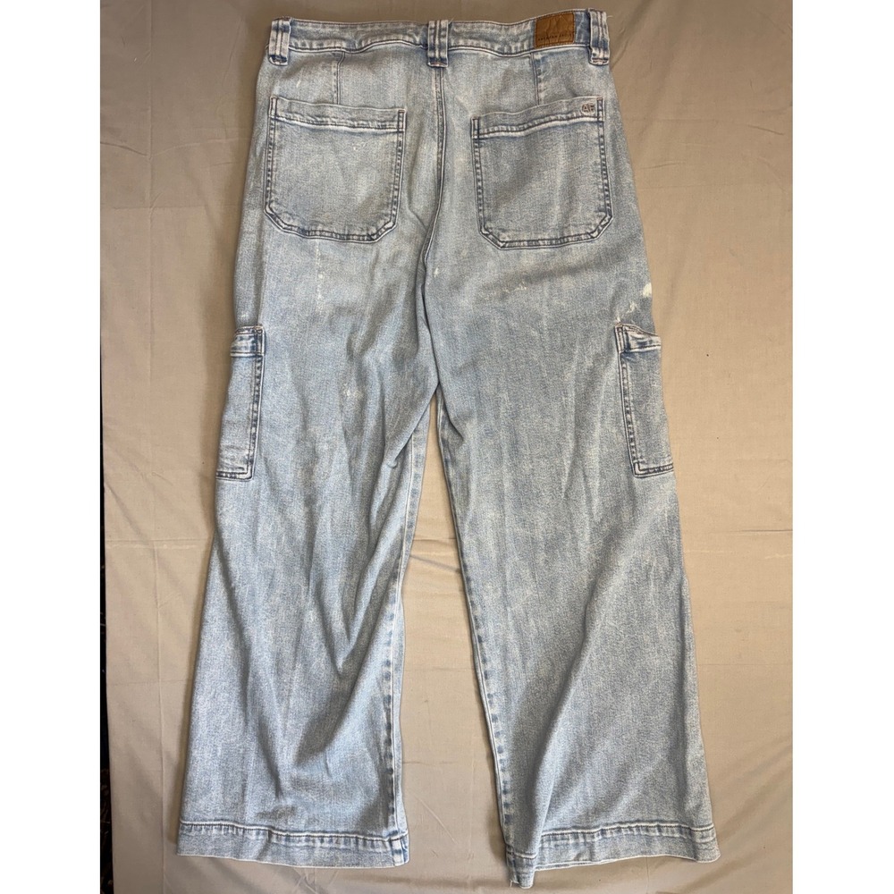 American Eagle Super High-Rise Baggy Wide Leg Cargo Jeans Light Size 12 Regular - Picture 5 of 12